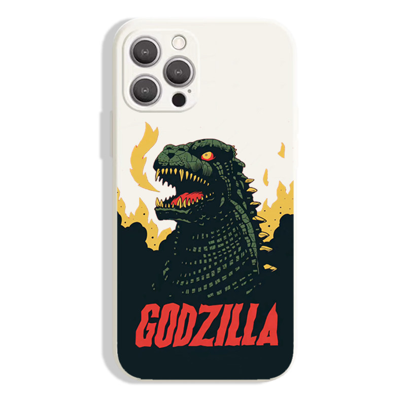 White — Godzilla Roaring Fire Smoke iPhone Case