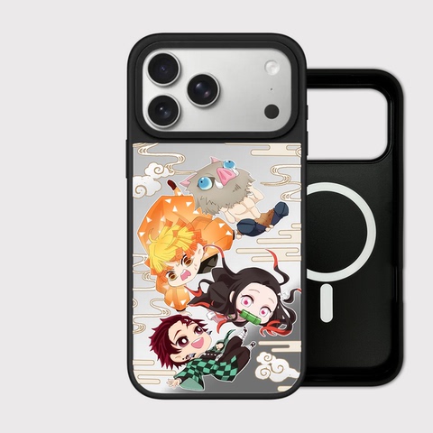 Demon Slayer Nezuko Tanjiro Zenitsu Inosuke Orange Green Blue iPhone Case