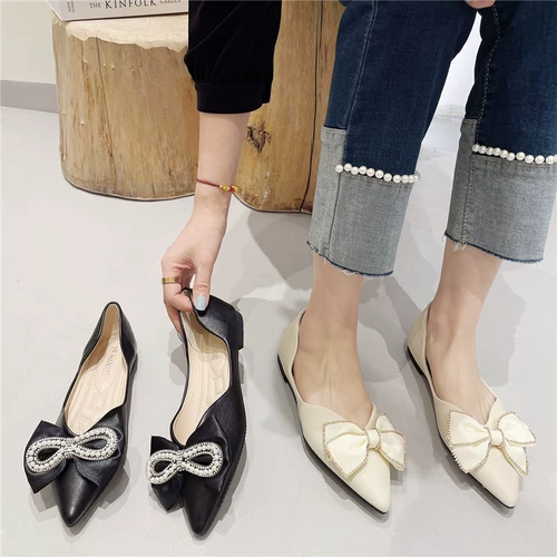 Летняя обувь с заостренным носом с бантиком, туфли, 2023 года