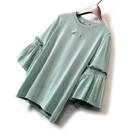 【圆领t恤】_圆领荷叶袖t恤图片_女风t恤价格_搭配分享 - 爱逛街手机