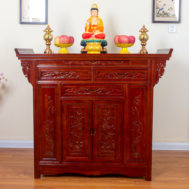 New Nest Offering Table, Incense Table, Buddha Platform, Household Buddha Niche, Solid Wood Tribute Platform, God Platform, Chinese Style God of Wealth Offering Buddha Table (1627207:1480523213:Color classification:8 * 68/60 * 08 three drawers)