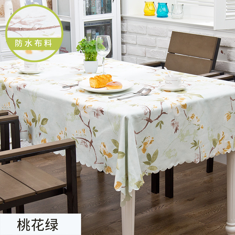 tablecloth, cotton and linen household tablecloth, waterproof, oil proof, non washable, rectangular tea table mat, dining table, high grade ins