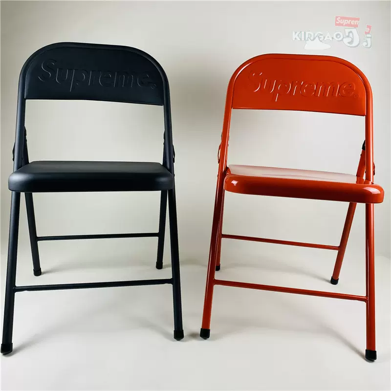 现货Supreme 20FW Metal Folding Chair 大LOGO 折叠椅躺椅椅子