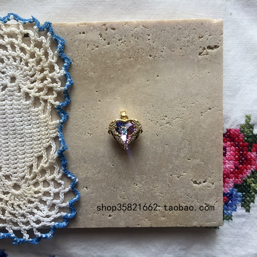 Медная золотая стеклянная подвеска в форме сердца, ожерелье, золото 750 пробы, микроинкрустация