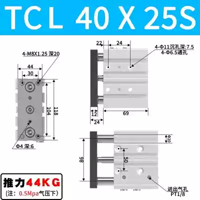 Xi lanh AirTac TCL/TCM12/16/20/25/32/40X10S/20S/30S/40S/50S/75S