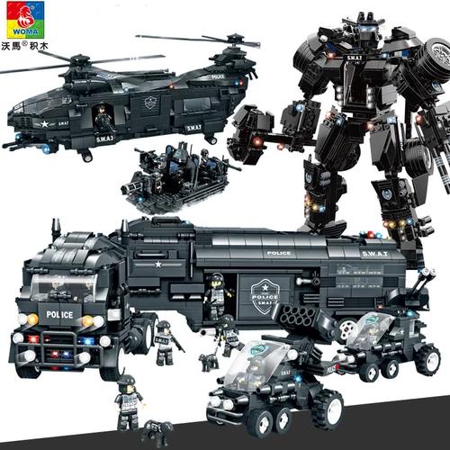 Конструктор, интеллектуальная игрушка, самолет для мальчиков, дорожная полиция, боевой отряд