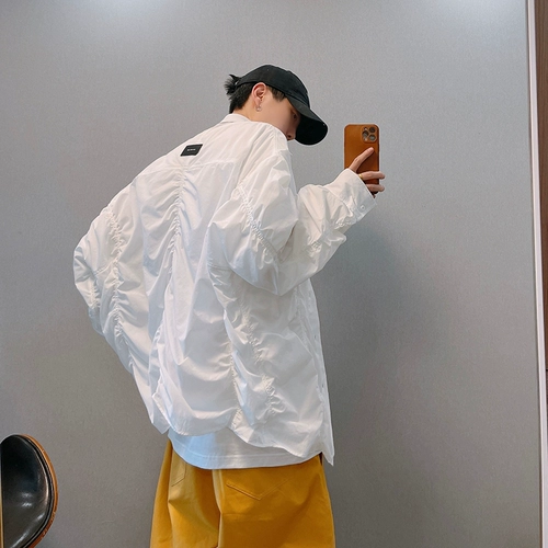 Дэнниндзеи весенний прилив бренд ретро тяжелый работник 24 режущий качающий морщин белый силуэт с длинной рубашкой