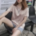 Mùa hè năm 2021 phong cách mới có mũ trùm đầu ngắn tay áo thun cotton của phụ nữ Hàn Quốc áo sơ mi cotton rộng rãi đáy áo giản dị hàng đầu - Áo phông Áo phông