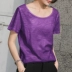 Mùa hè ngắn tay áo thun cotton tre Hàn Quốc mới của phụ nữ cotton tinh khiết đơn giản trên cùng nửa tay lỏng lẻo dưới đáy áo sơ mi - Áo phông Áo phông