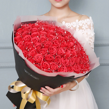 七夕情人节礼物送女友老婆99朵玫瑰花香皂花束浪漫表白生日礼品