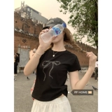 Pphome сладкая и прохладная универсальная ~ сладкий и пряный лук гладил футболку с бриллиантами с коротки