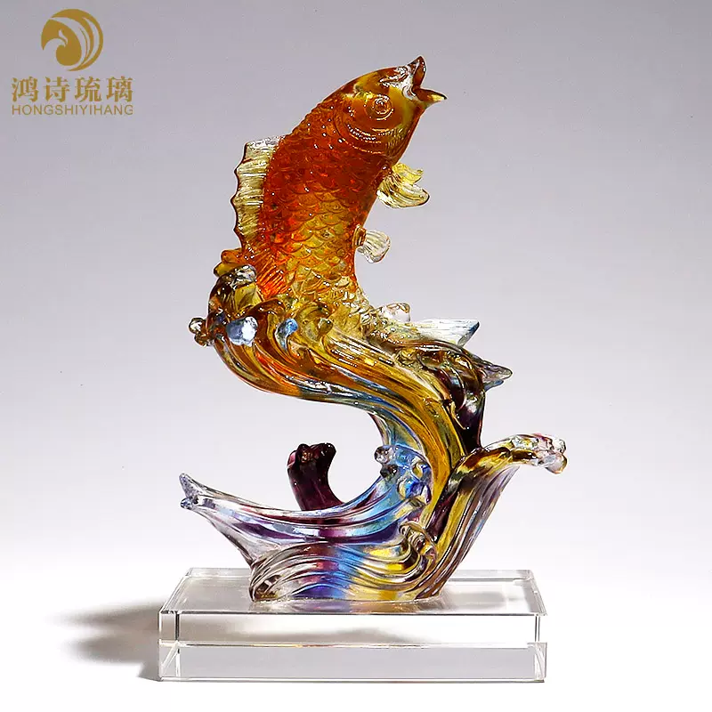 鱼摆件琉璃工艺品客厅家居轻奢高档创意水晶小装饰品搬家乔迁礼物-Taobao