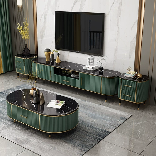 Гонконг -стиль легкая роскошная мраморная гостиная телевизионная шкаф Комбинация кофейня Современная минималистская маленькая квартира на индивидуальной кожаной шкаф