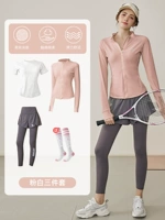 Комплект, розовая белая куртка, штаны для спортзала, 3 предмета, короткий рукав, для бега