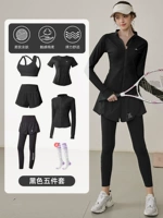 Комплект, черная куртка, шорты, черный бюстгалтер, штаны для спортзала, короткий рукав, для бега