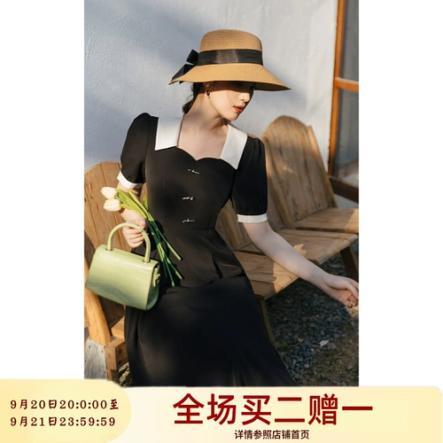 Атмосферное ретро платье, небольшая дизайнерская юбка, французский стиль, изысканный стиль