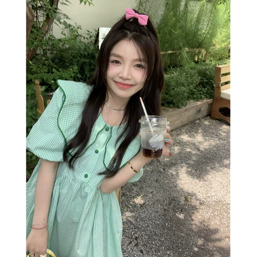 娃娃领连衣裙女夏季2023年新款小个子收腰显瘦学生甜美小清新裙子