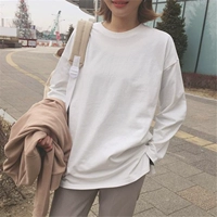 Белая футболка, осенний жакет для школьников, лонгслив, длинный рукав, круглый воротник, в корейском стиле