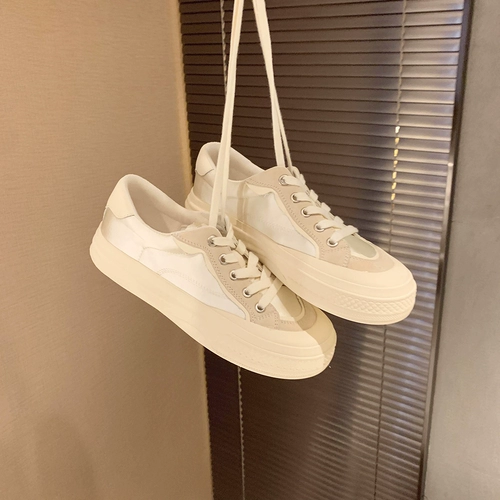 [sheii Su Yinyin] Дневник школьницы ~ повседневная спортивная обувь из шелкового атласа на толстой подошве с цветными блоками, женская парусиновая обувь