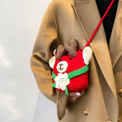 Вязаная сумка ручной работы, набор материалов, милая сумка через плечо, DIY, рождественский подарок, подарок на день рождения