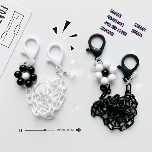 Белая акриловая медицинская маска, трехмерная подвеска в форме цветка, наушники, очки, ожерелье, bluetooth