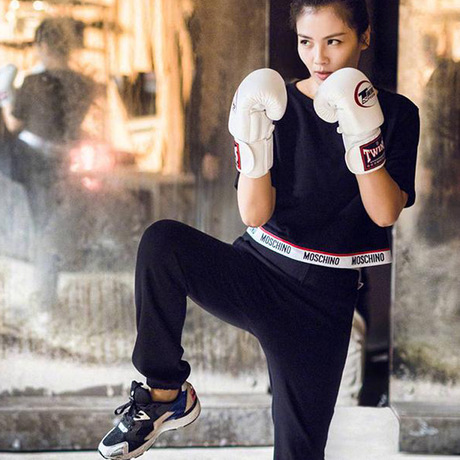 欢乐颂2同款刘涛安迪打拳运动服套装女夏2017时尚短袖长裤两件套