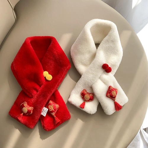 Детский демисезонный красный удерживающий тепло шарф подходит для мужчин и женщин, в корейском стиле