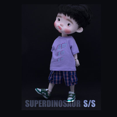 taobao agent Superdinosaur waste T -shirt plaid pants male soldiers/four -five -six points BJD/small chanting/meat doll clothing