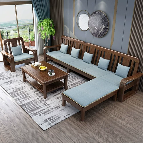 Современная простота ореховое дерево диван зимний и летний деревянный диван комбинация