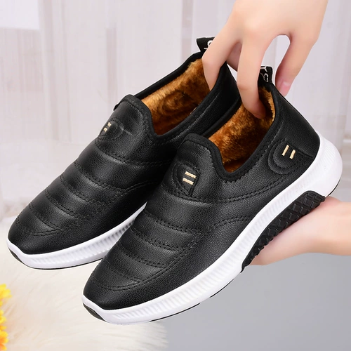 Зимняя обувь, флисовые нескользящие удерживающие тепло туфли для матери, сапоги, для среднего возраста