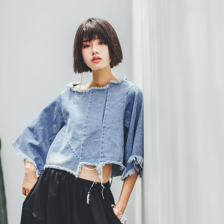 【短袖牛仔上衣】_短袖女上衣图片_牛仔上衣价格_搭配分享 - 爱逛街