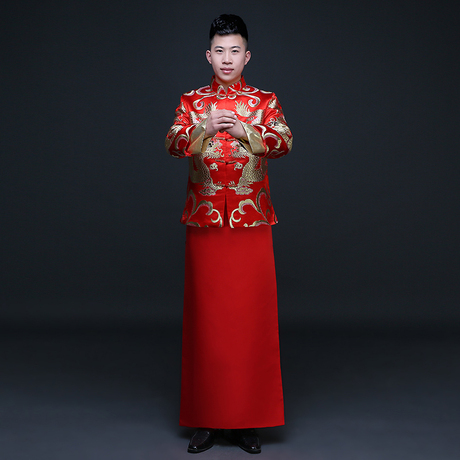 古装秀禾服中式婚礼新郎结婚男士龙凤褂礼服敬酒服男装