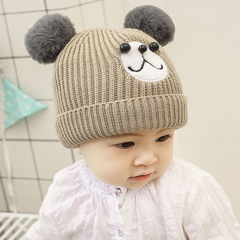 婴儿帽子秋冬男童针织韩版儿童毛线帽女宝宝帽子6-12个月0-1岁潮