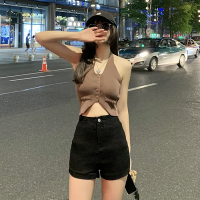 taobao agent Tide, black denim skirt, summer thin fitted shorts, 2021 collection, high waist, A-line