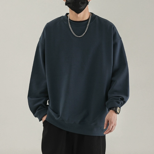 Tide, однотонная брендовая толстовка с круглым воротником, базовый демисезонный ретро лонгслив, в американском стиле