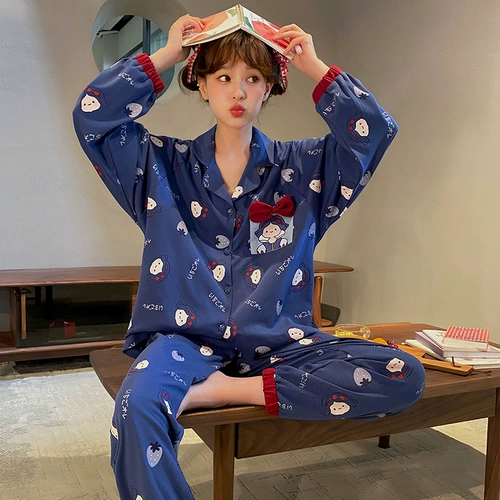 Летняя пижама, лонгслив, штаны, комплект, милый осенний кардиган, оверсайз