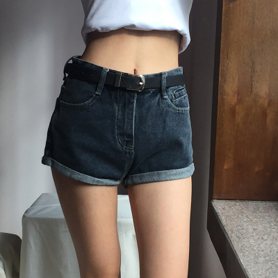 taobao agent BERAN European and American sexy mid -high waist retro washing water for old rolling rolled rolled rolled denim shorts and shorts hot pants