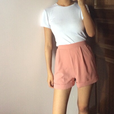 taobao agent Retro base colored shorts, high waist, elastic waist