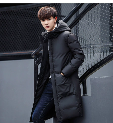 Мужской длинный пуховик, трендовая куртка, средней длины, увеличенная толщина, в корейском стиле