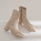 Martens, высокие демисезонные абрикосовые эластичные короткие сапоги в английском стиле, в стиле Шанель, 5см