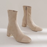 Martens, высокие демисезонные абрикосовые эластичные короткие сапоги в английском стиле, в стиле Шанель, 5см