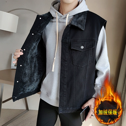 Демисезонный утепленный жилет, джинсовая трендовая куртка без рукавов, большой размер