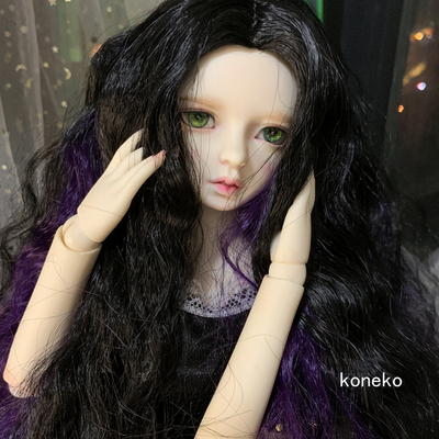 taobao agent [Free shipping] BJD doll wigs 3 points and 4 points Diablo black+dark purple color color