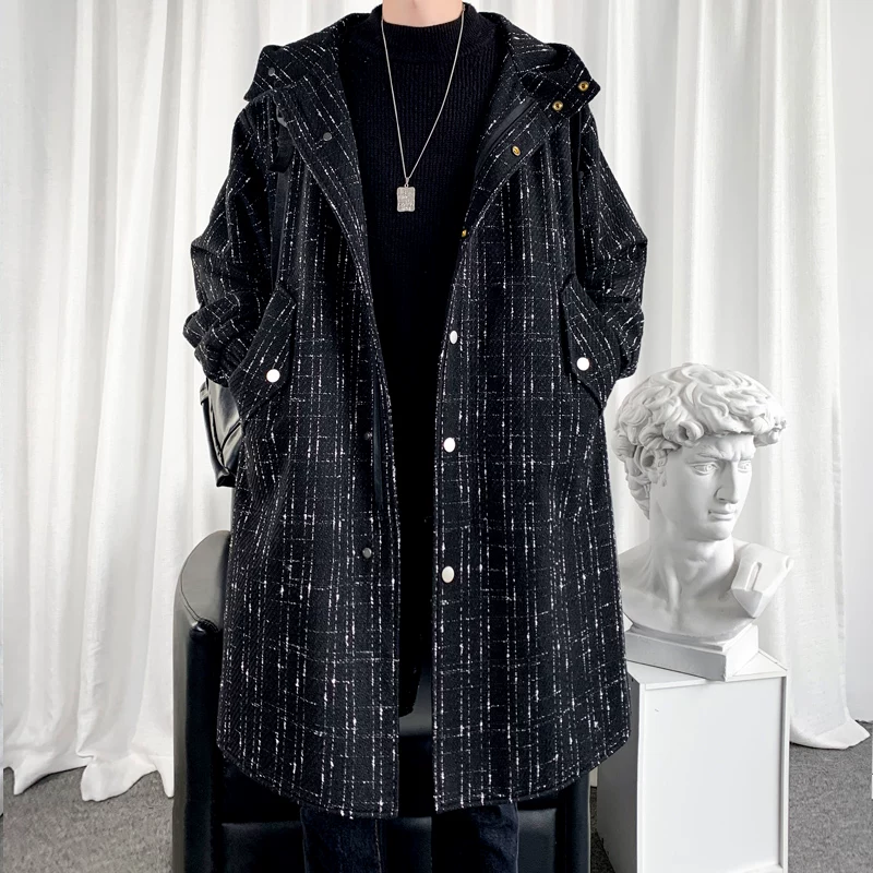 Длинный тренч для мальчиков с капюшоном, французский стиль, стиль Chanel, средняя длинa