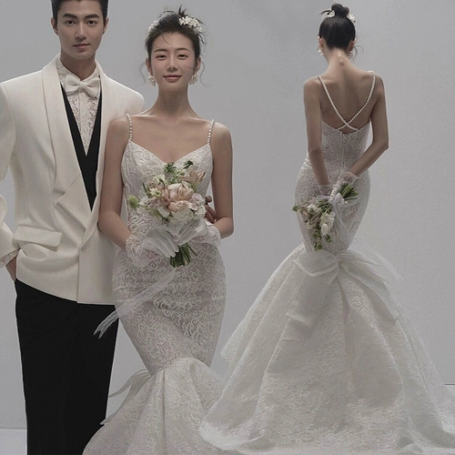 Свадебное платье, корейская модная майка для влюбленных, 2022, крой «рыбий хвост», с открытой спиной