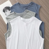 Летний жилет, трендовая хлопковая спортивная футболка для спортзала без рукавов, в американском стиле