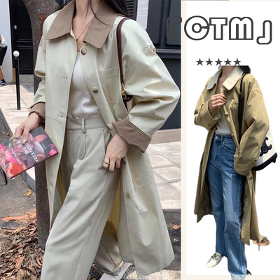 taobao agent Long autumn trench coat, mid-length, Korean style, fitted, suitable for teen