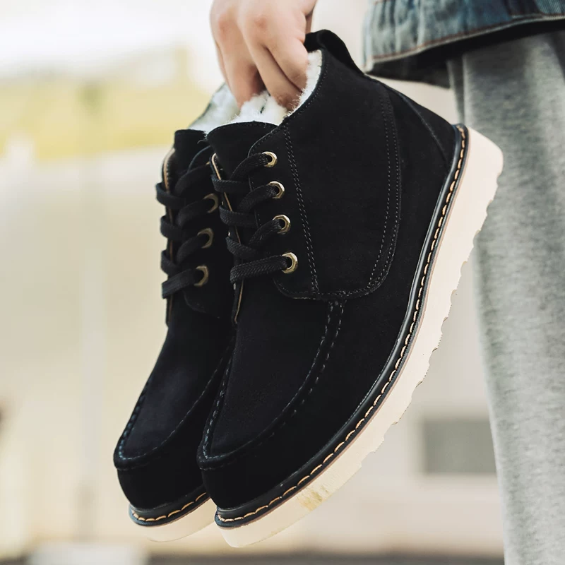 Fkktyуugg Snow Boots Male Shepherder Boot Boots Northeast Plel Dan -size Boots Waterproof High Cotton Shoes