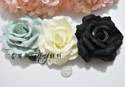 taobao agent 11cm Black Simulation Flower simulation Black Rose Short Wool Cloth Handmade DIY Jewelry Materials Full of Free Shipping