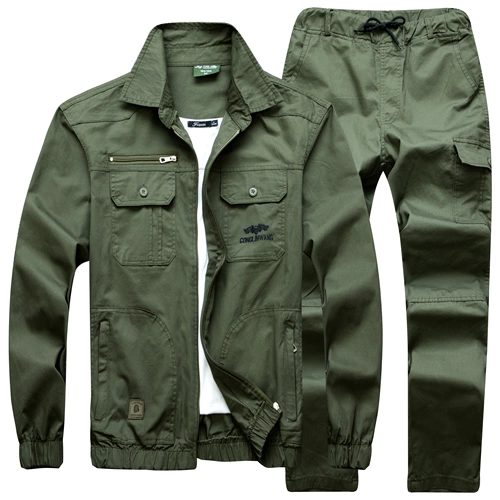 Летний лонгслив, комбинезон, хлопковый тонкий дышащий износостойкий камуфляжный комплект, рабочая одежда, защита от ожогов, эластичная талия